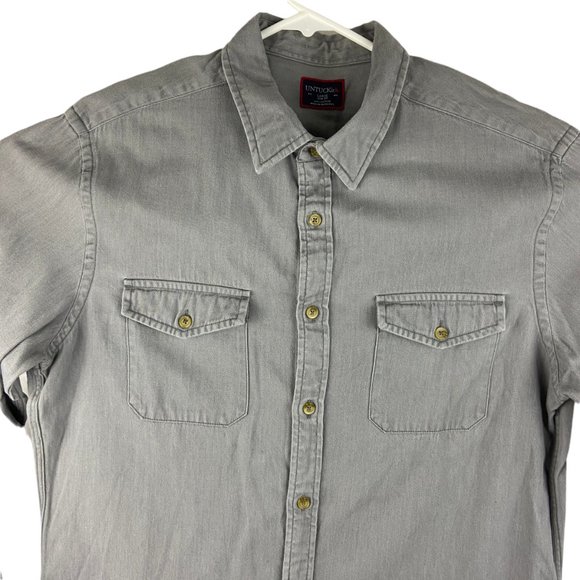 Untuckit Men's Gray Long Sleeve Button Up Shirt Slim Fit Large Lg - Picture 2 of 7